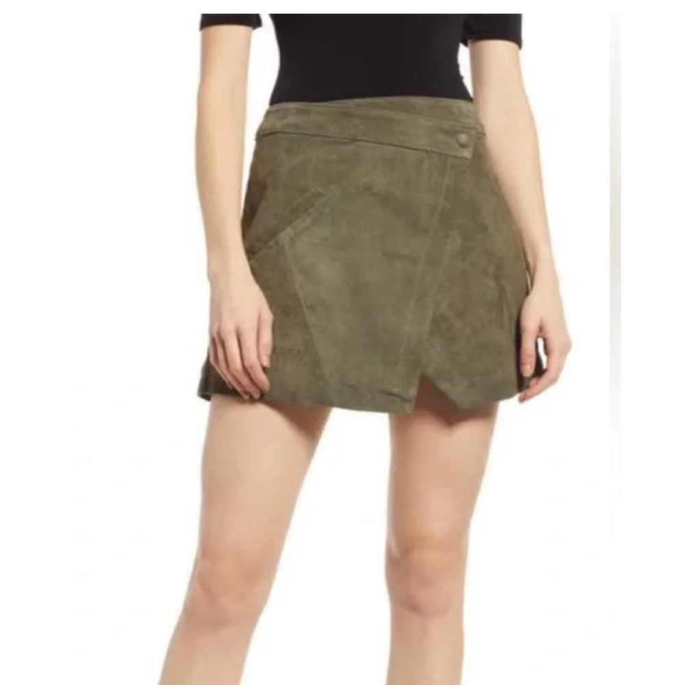 NWT Blank NYC Army Green Suede Mini Wrap Skirt size 29